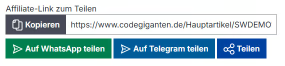 Example of buttons for sharing the affiliate link